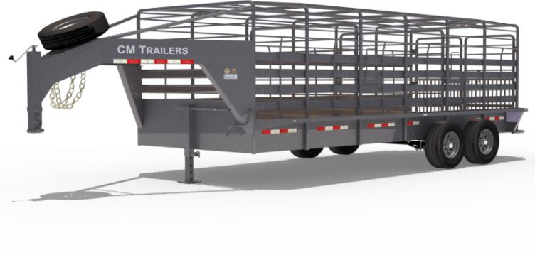Livestock trailer: steel gooseneck stock trailer with high brush fenders
